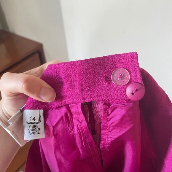 Vintage Fuchsia Pure Virgin Wool Skirt - Picture 6 of 7